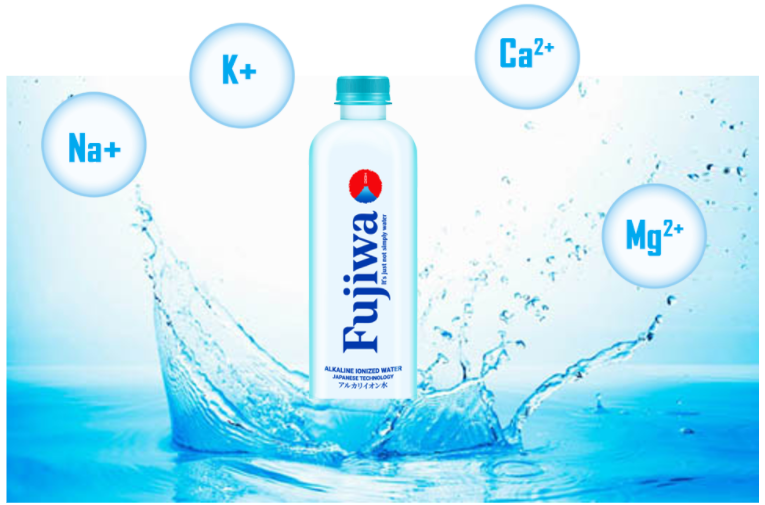 nước uống ion kiềm fujiwa có chứa khoáng chất ca2+, na2+, k+, mg2+