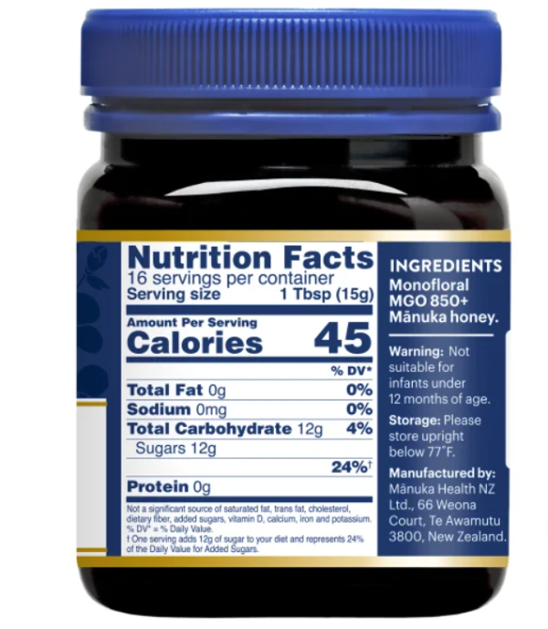 (khÁng viÊm khÁng khuẨn) usa mật ong manuka health mgo 850+ 250gr premium