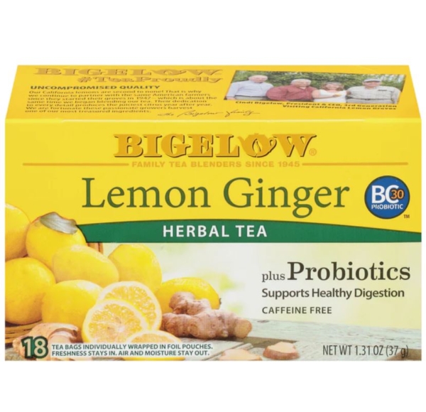 (lỢi khuẨn probiotics) usa trà túi lọc lemon ginger plus probiotics herbal tea (108 túi lọc)